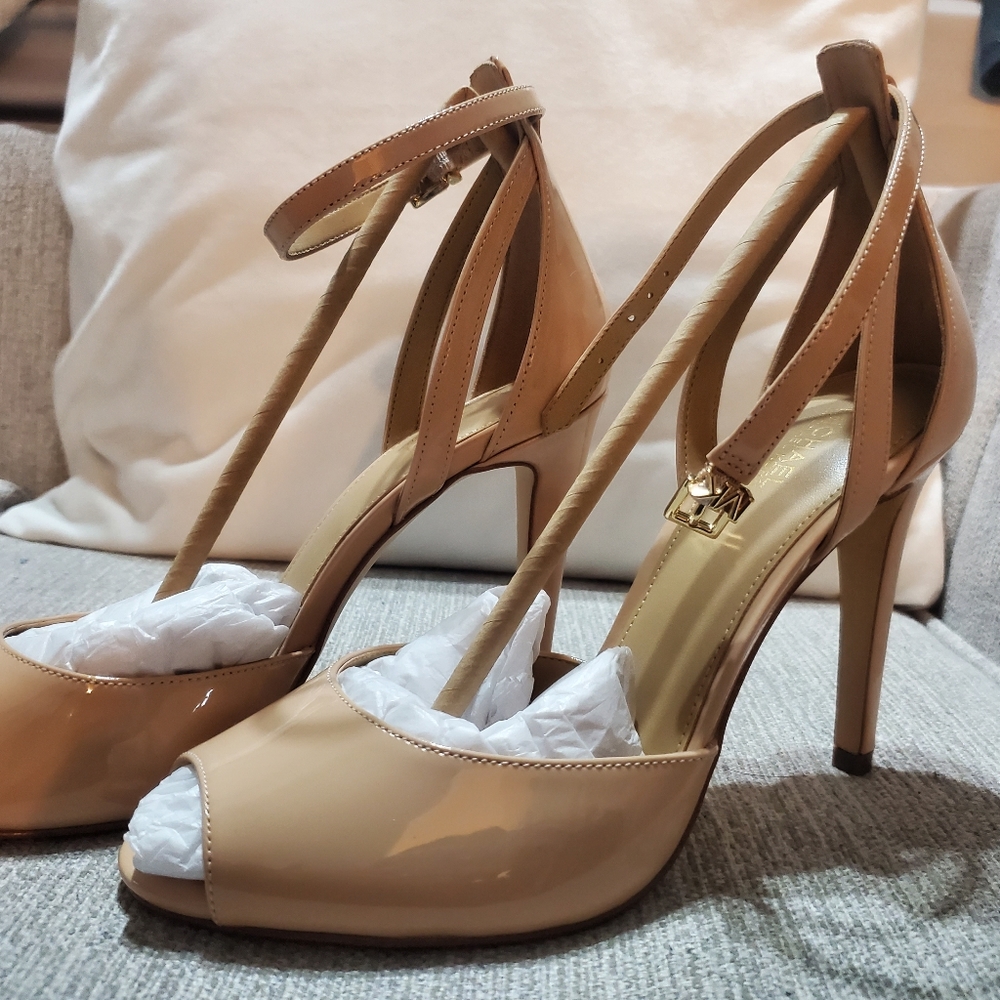 NWT- Michael Kors Kimberly Ankle Strap Peep Toe Heels